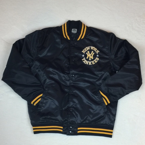 Majestic Other - NEW Yankees Black Satin Quilted Baseball jacket XL